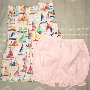 Sailboat print top & bloomer set
